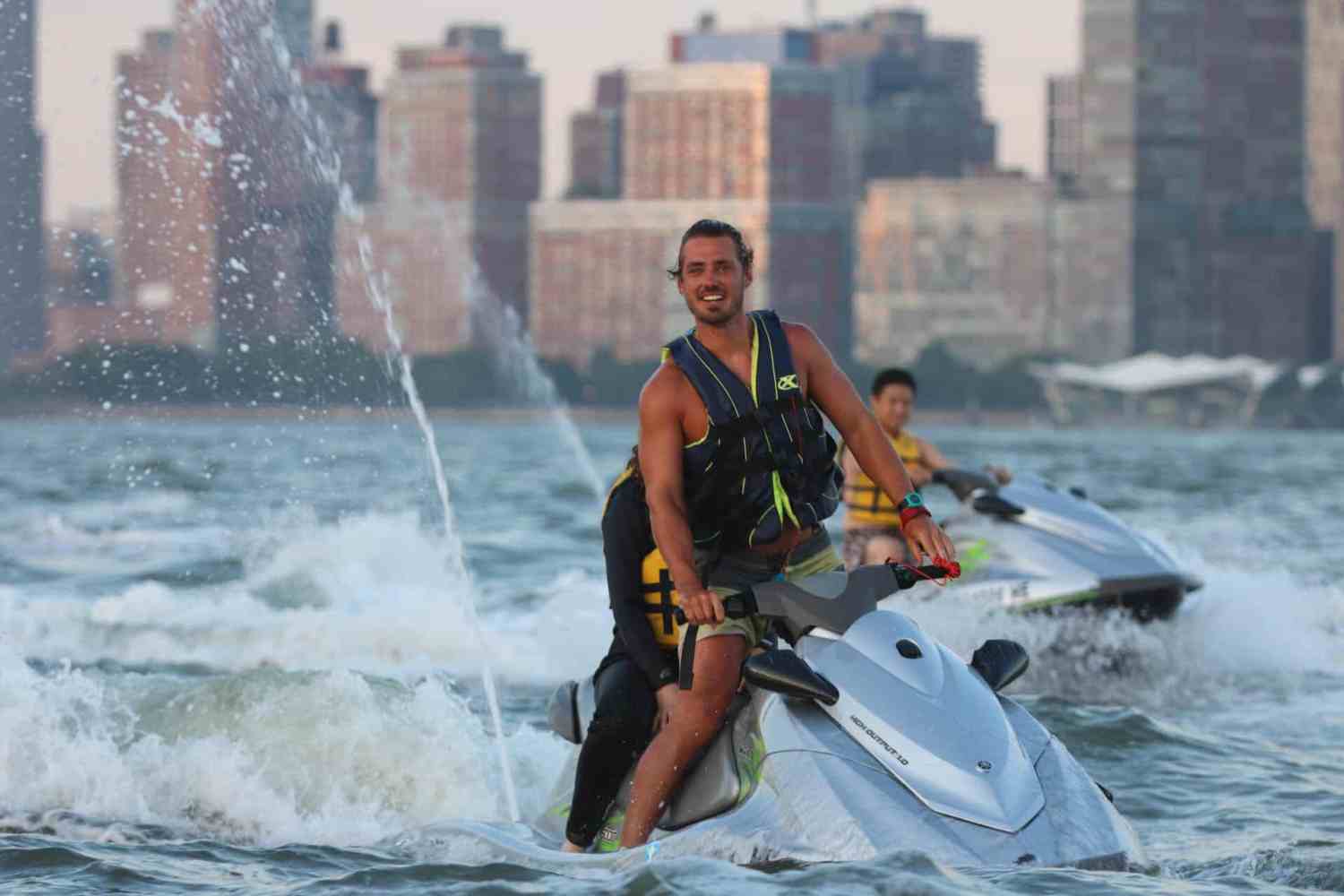 a person riding a jet ski on the Hudson River